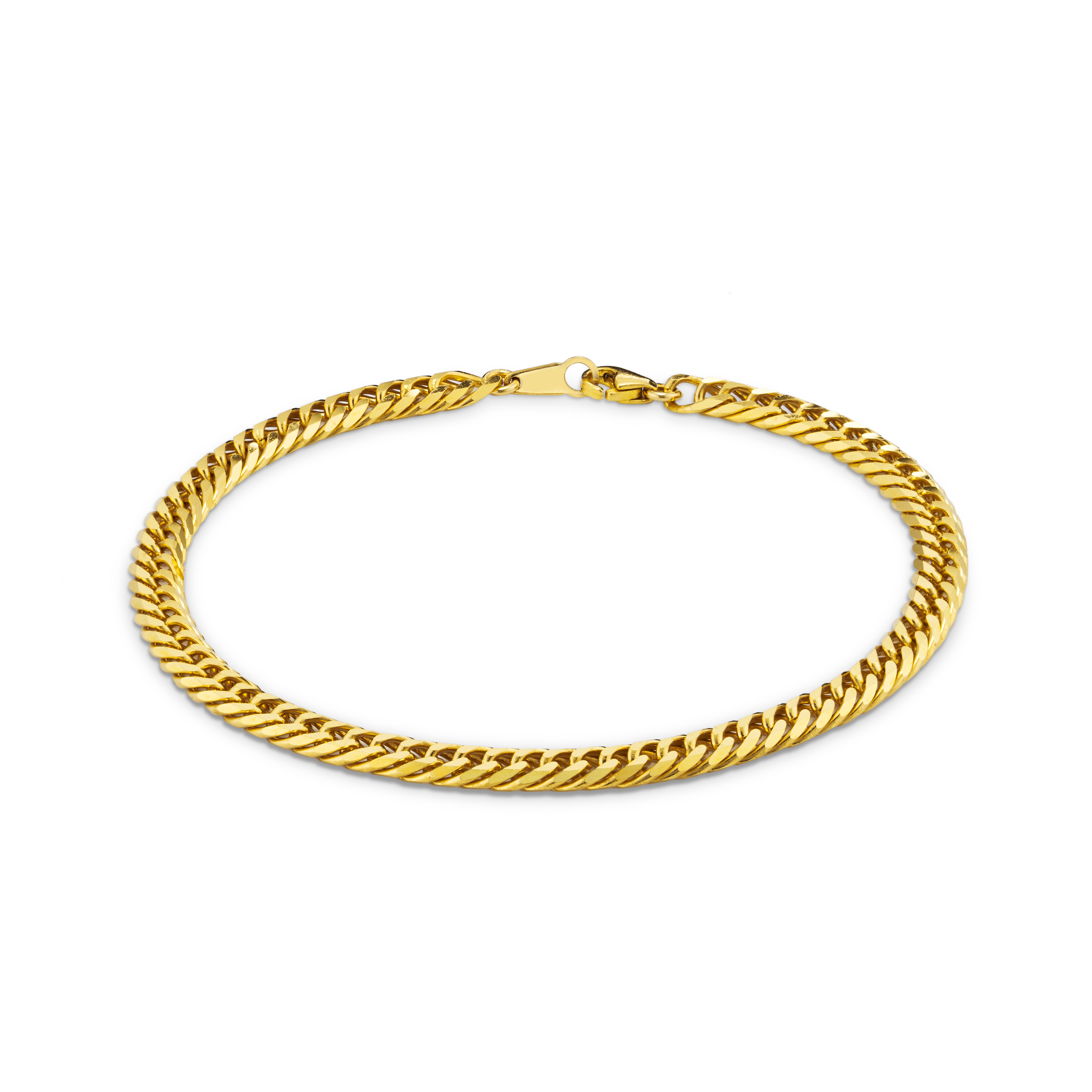 Shop Diamond Cut Double Curb Chain Bracelet - Pure Gold | 7879